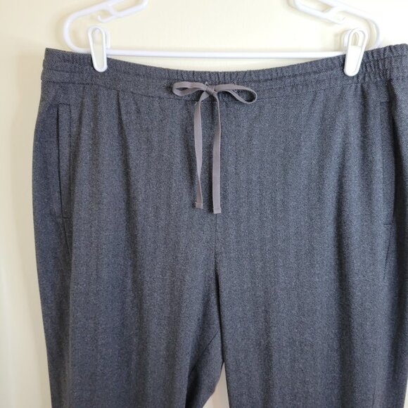 Eileen Fisher Herringbone Recycled Slouchy Pants Gray Drawstring Waist Size L - Picture 4 of 10
